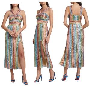 Saylor Eli Sequin Column Cut-out Midi Dress BNWT Rainbow